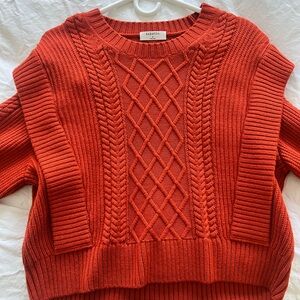 Babaton Women's Bold Orange Cable Knit Sweater